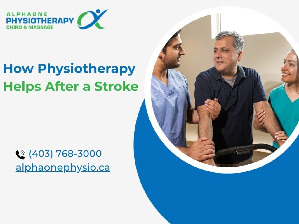 A physiotherapist helps a man regain balance and strength during post-stroke rehabilitation therapy.