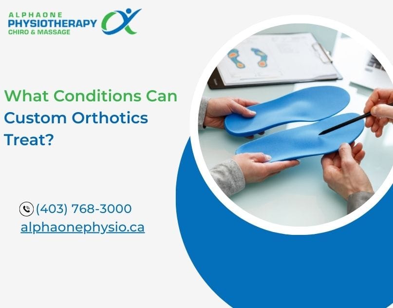 Custom orthotics assessment showing prescription shoe inserts used to treat foot pain, plantar fasciitis, and alignment issues