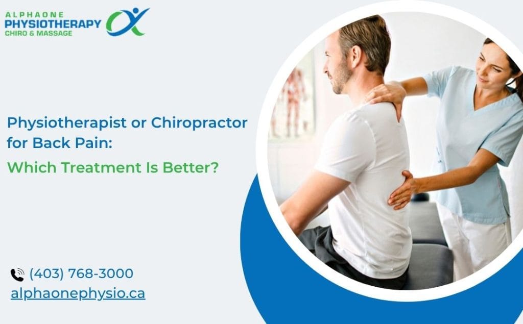 Physiotherapist performing hands-on back treatment on a male patient experiencing lower back pain Physiotherapist or chiropractor for back pain