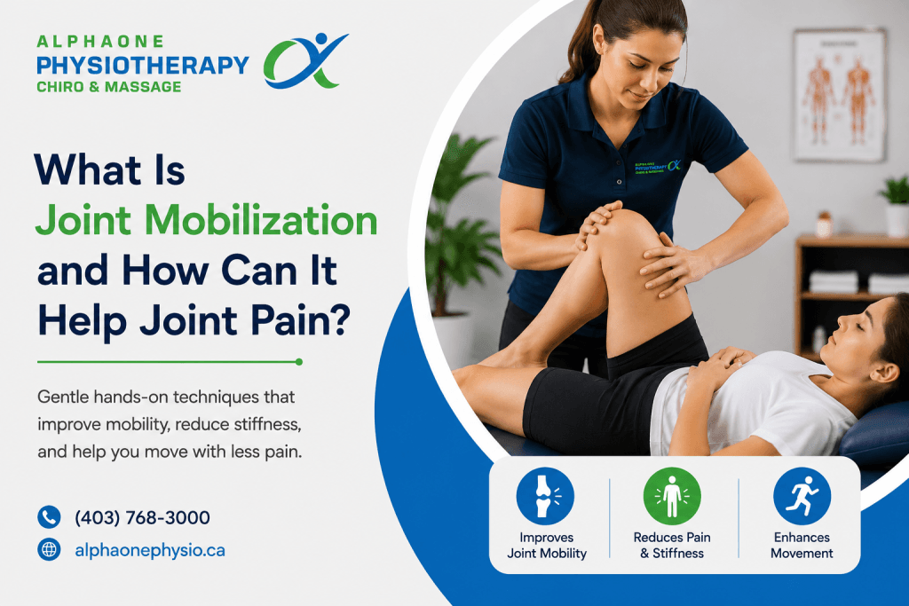 Physiotherapist performing joint mobilization to help improve mobility and reduce joint pain